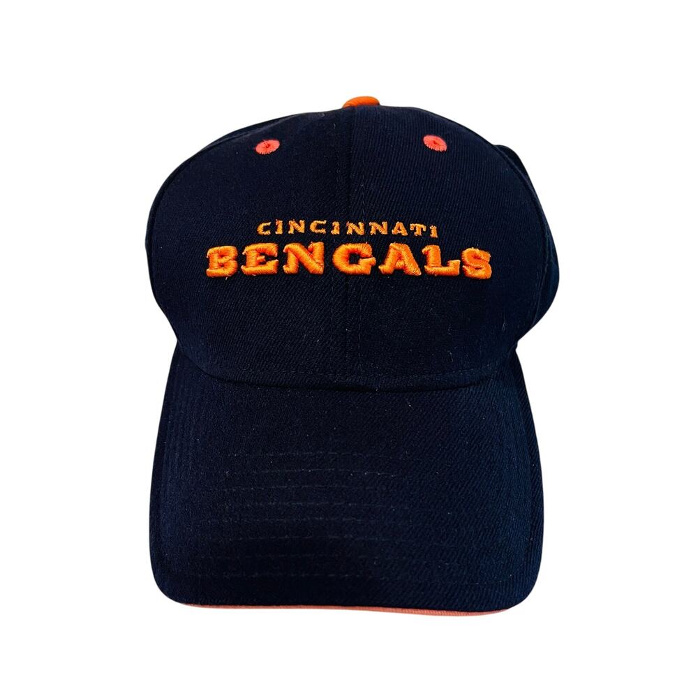 VTG Cincinnati Bengals Hat Cap OSFA Spellout Black Orange NFL Patent Pending